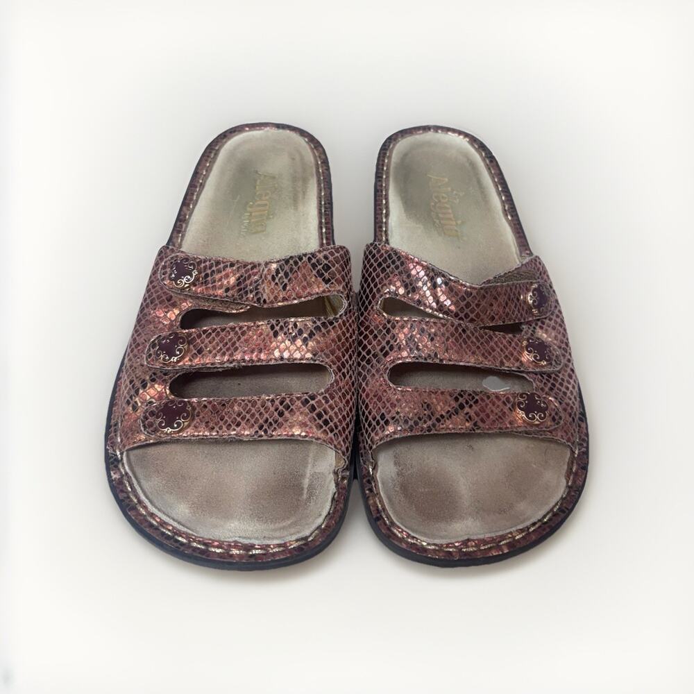 Alegria Women’s Metallic Comfort Slides Slip On Sandals Size 7.5–8 EU 38